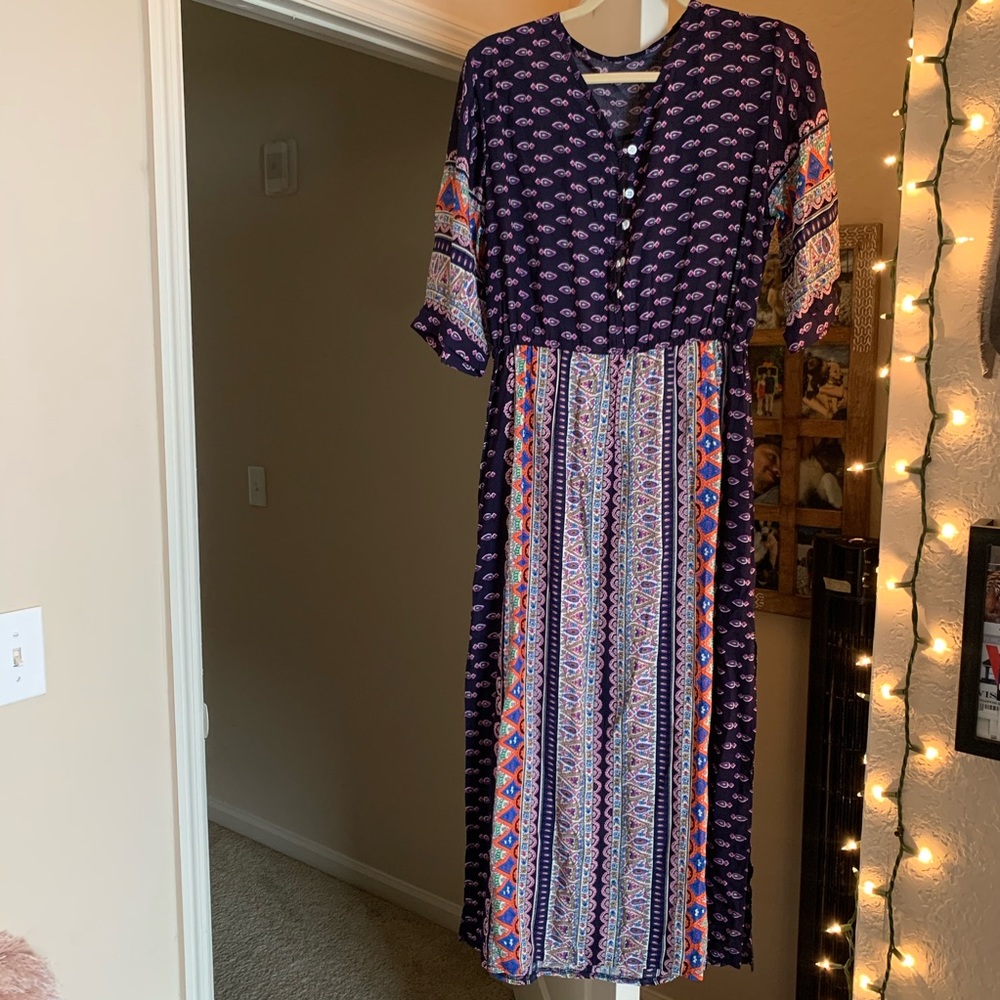 Boho multi color floor length dress